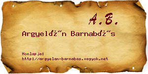 Argyelán Barnabás névjegykártya
