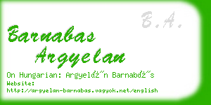 barnabas argyelan business card